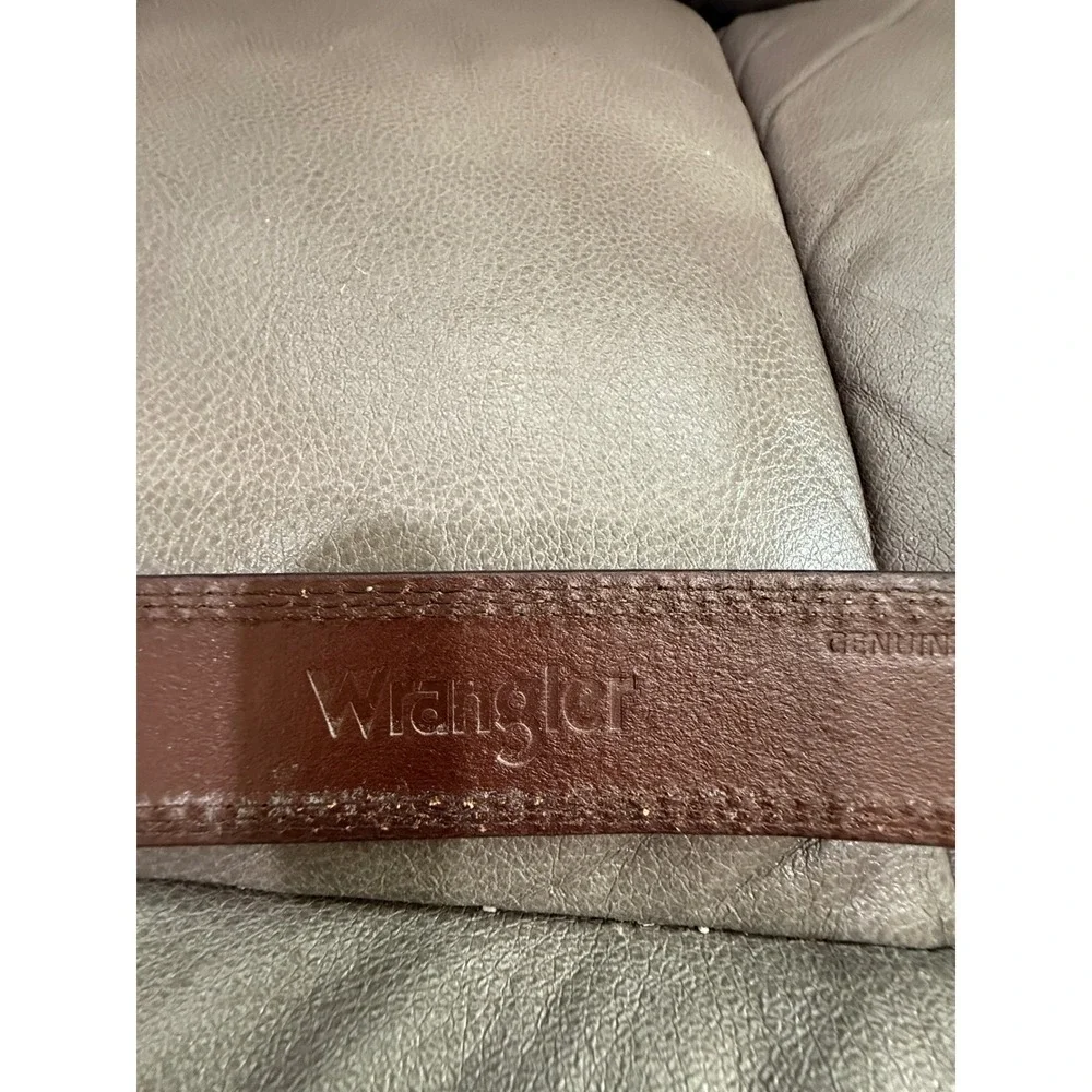Wrangler Mens Tan‎ Brown Genuine Leather Belt Stitched Size 42 BW25352